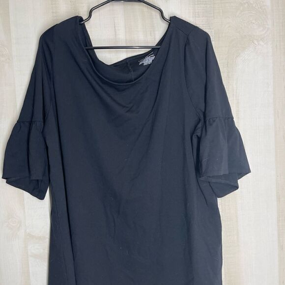 Lane Bryant black pullover short ruffle sleeve top, size 18/20 - Picture 8 of 14